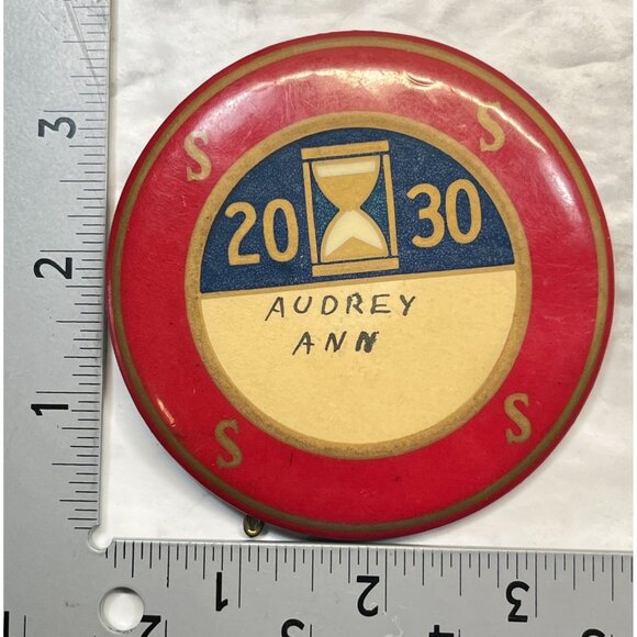 Vintage 1930s 4S Logo Name Badge Pin St Louis Button Co 20 30 Hourglass SSSS - Picture 3 of 6